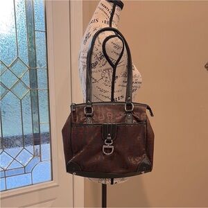 ** $8 🅢🅐🅛🅔 ETIENNE AIGNER shoulder bag brown short strap silver hardware